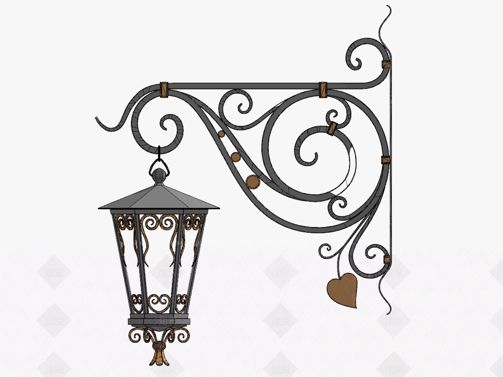 欧式铁艺壁灯SU模型下载【ID:393271981】