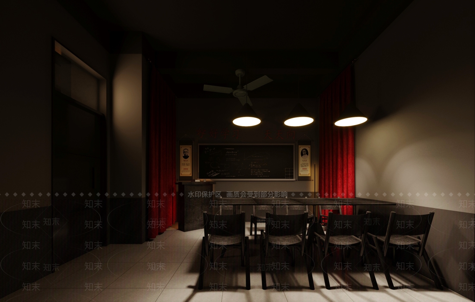 工业风剧本杀桌游房间3D模型下载【ID:993277923】