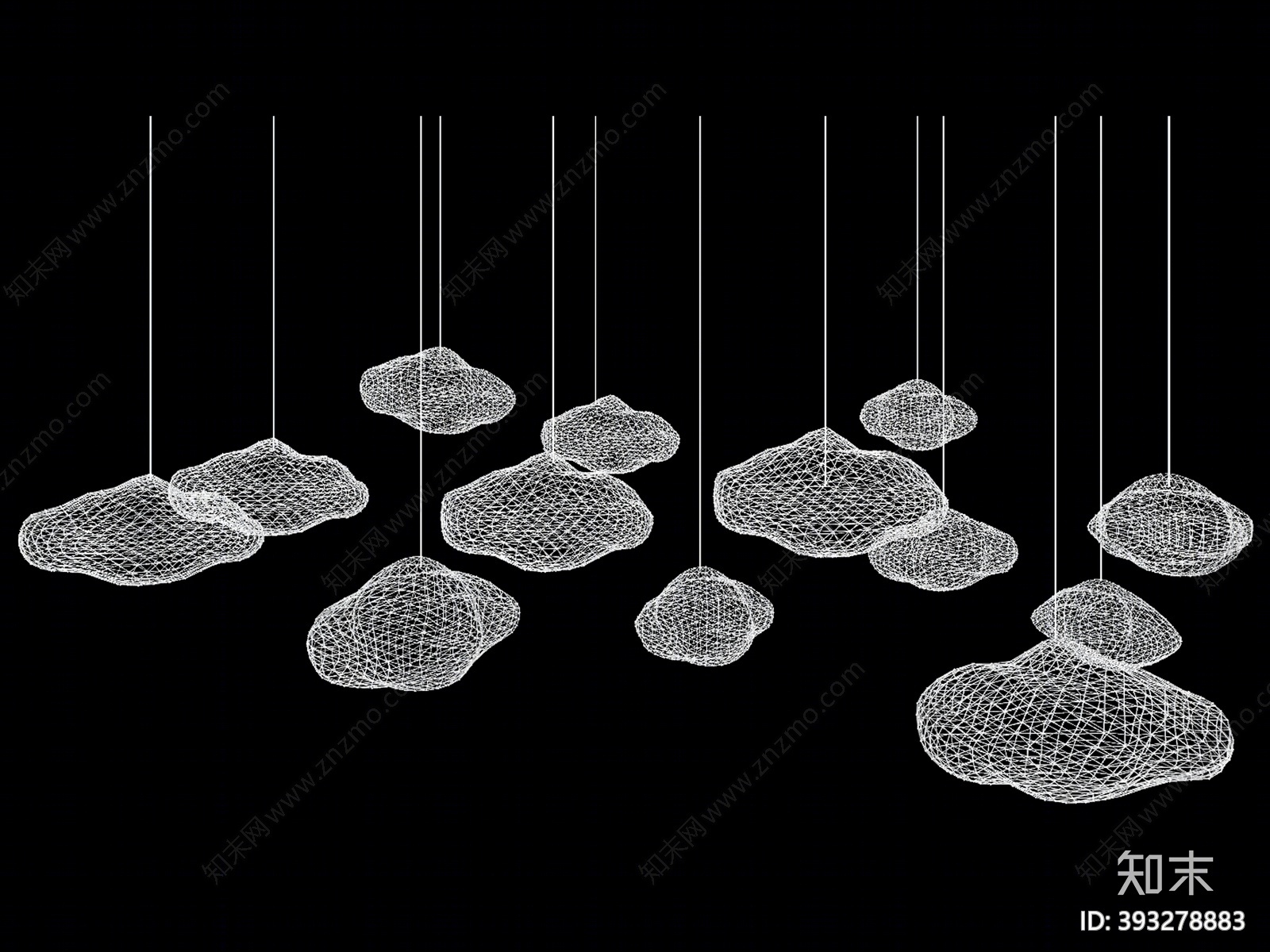 现代云朵吊灯SU模型下载【ID:393278883】