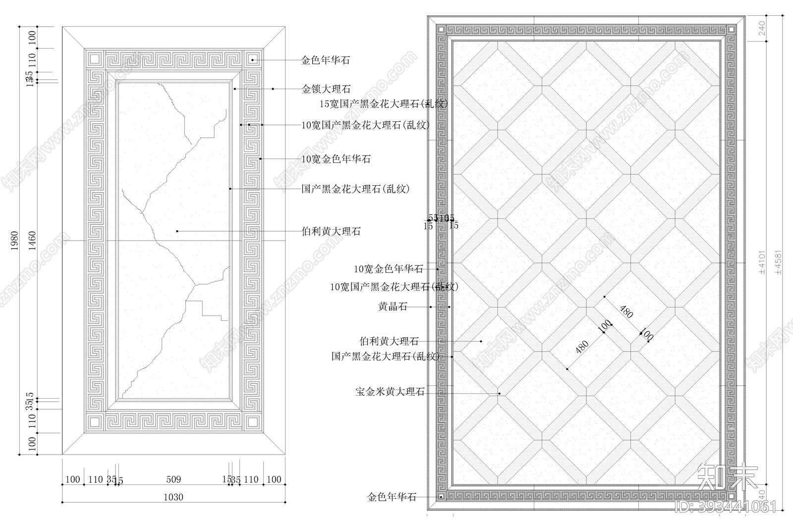 欧式地花cad施工图下载【ID:393441061】