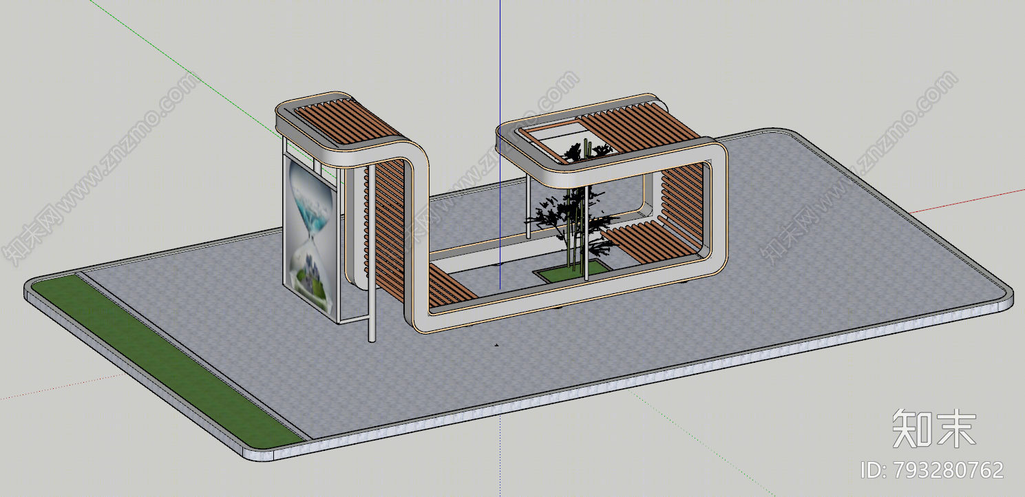 现代景观座椅SU模型下载【ID:793280762】