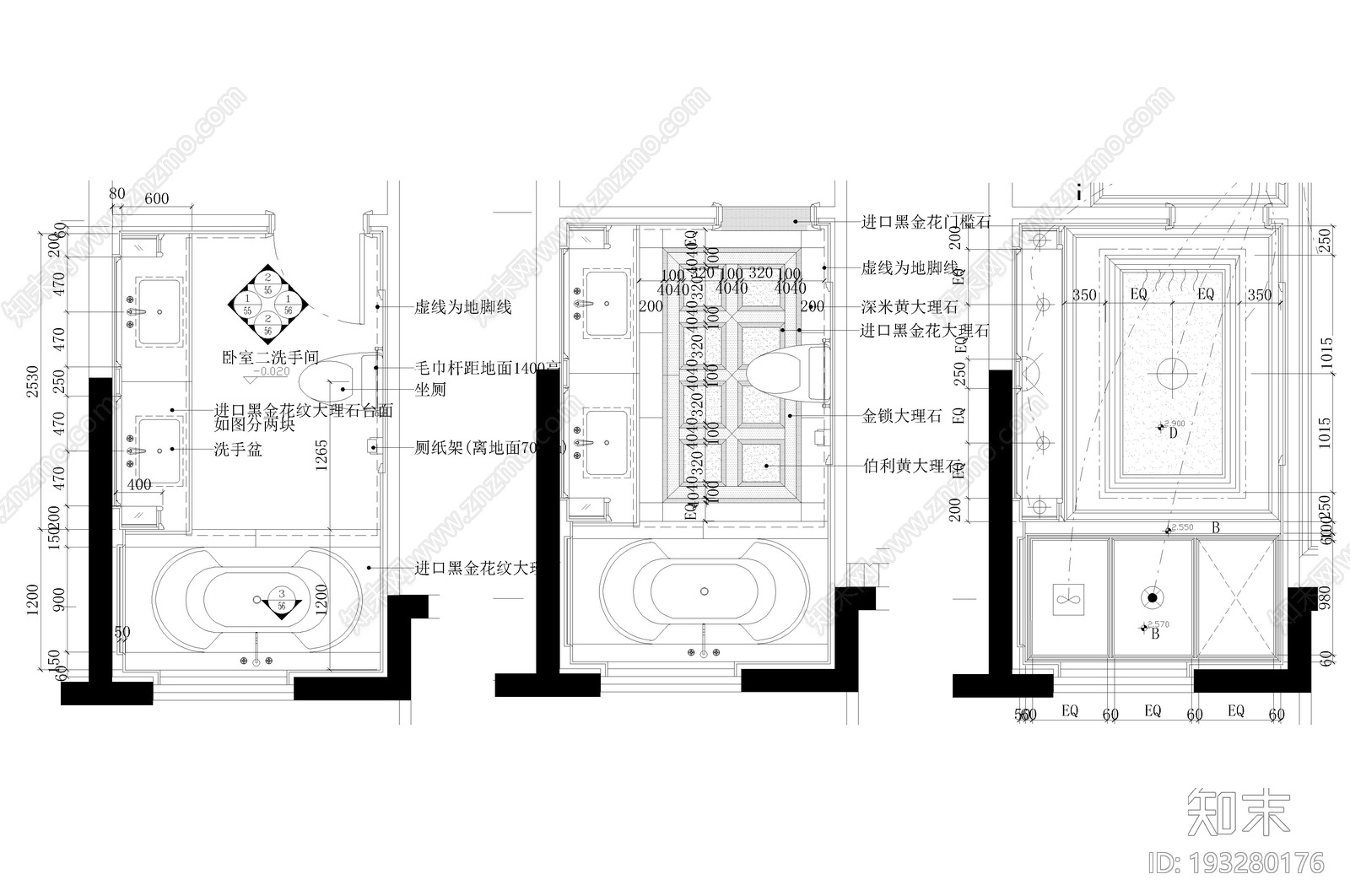 新古典卧室cad施工图下载【ID:193280176】