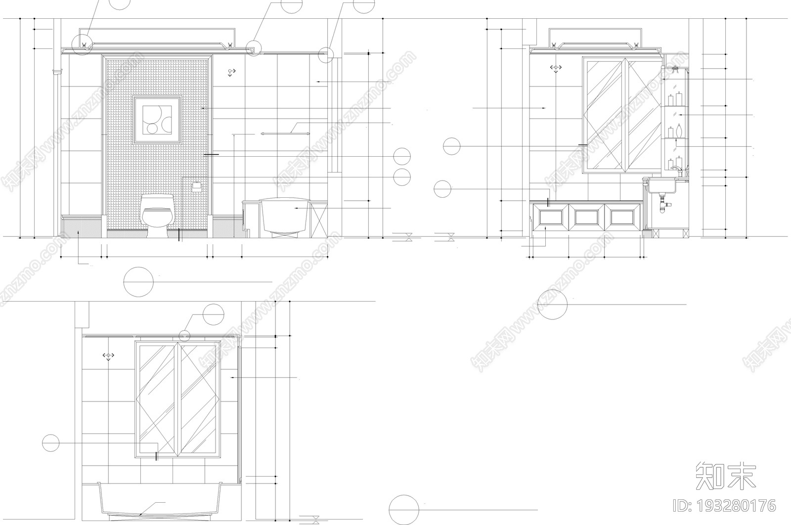 新古典卧室cad施工图下载【ID:193280176】