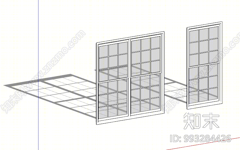现代落地窗SU模型下载【ID:993284426】