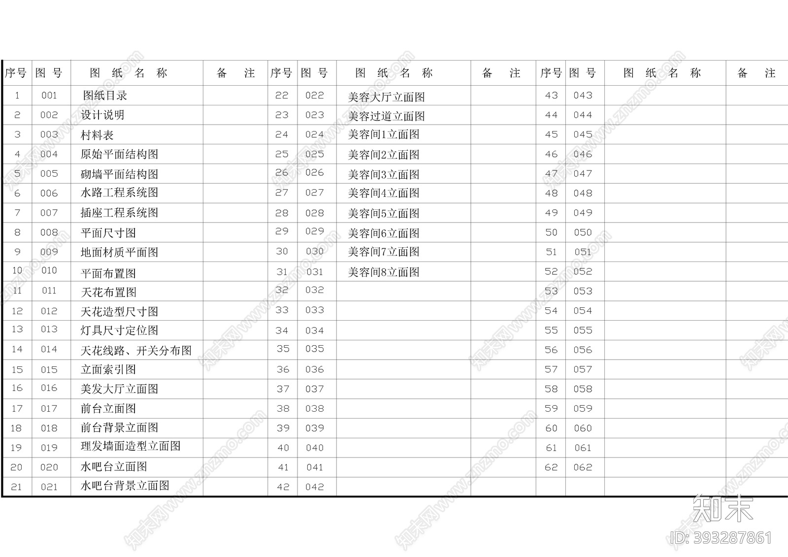 美发店目录设计说明cad施工图下载【ID:393287861】