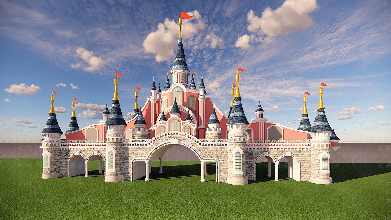 欧式游乐园大门SU模型下载【ID:893297438】