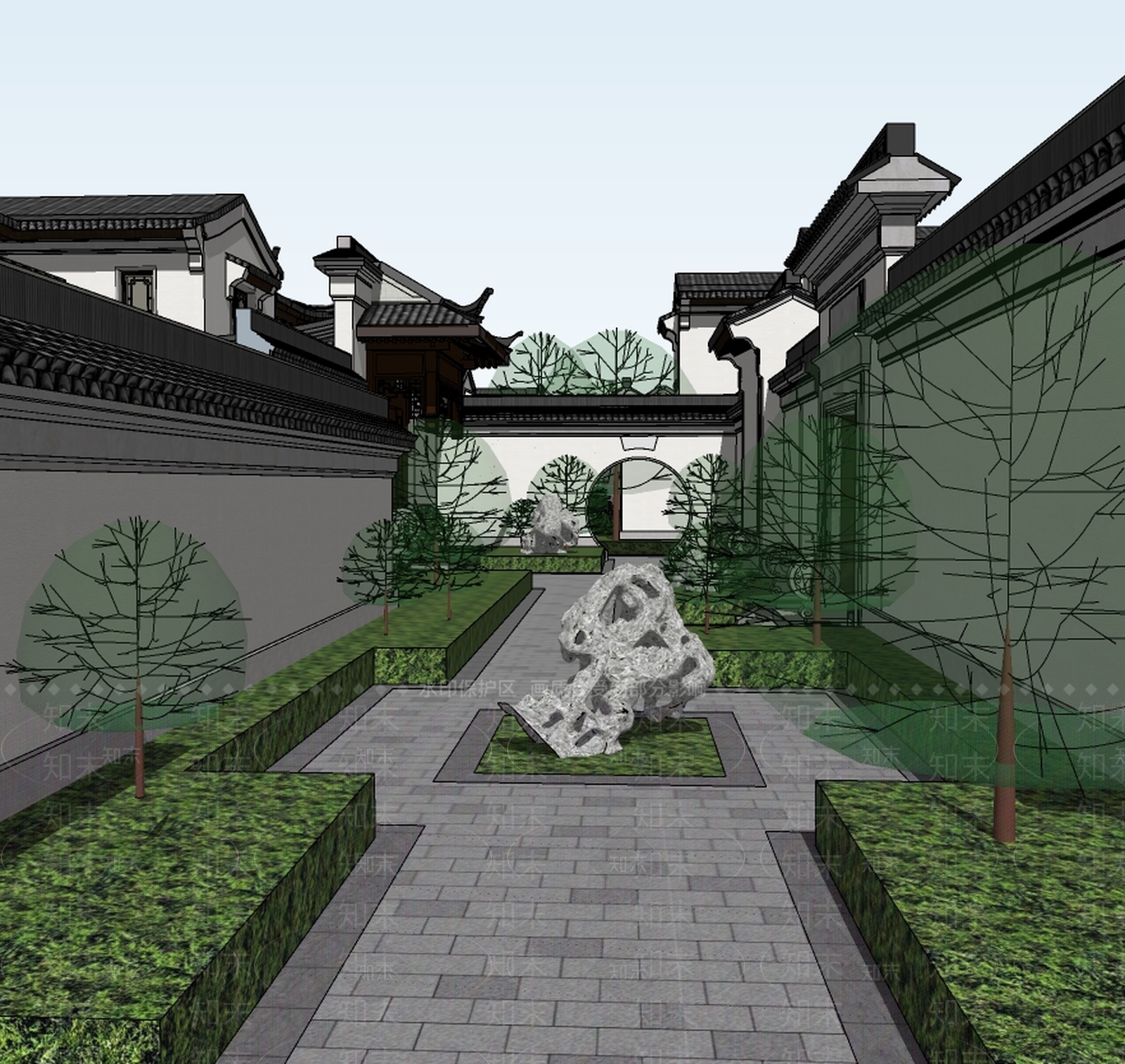 中式四合院SU模型下载【ID:393307270】