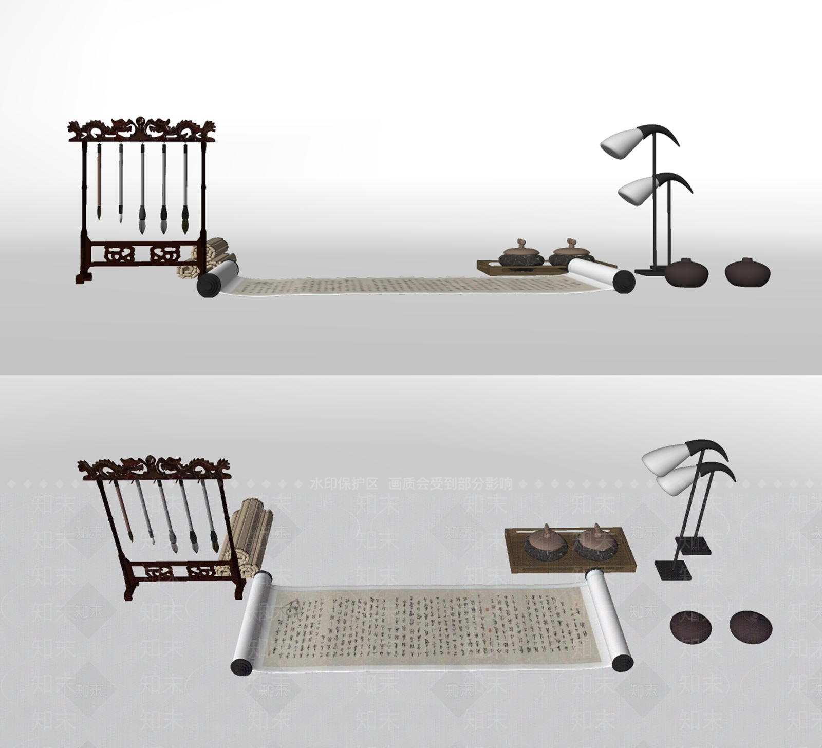 新中式文具组合SU模型下载【ID:493315643】