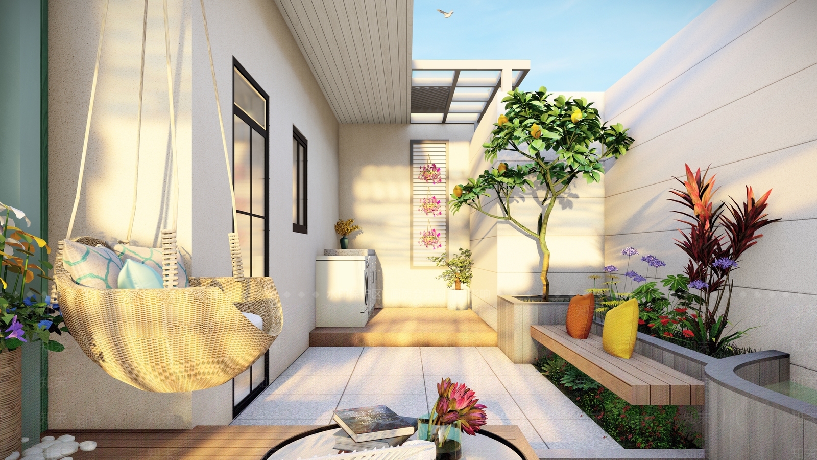 现代花园阳台SU模型下载【ID:894601138】