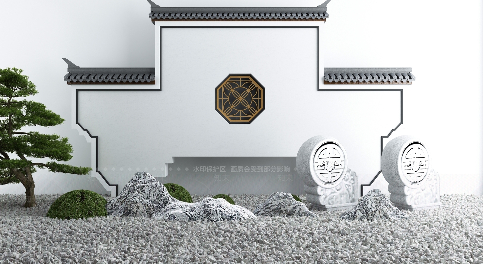 新中式牌楼牌坊3D模型下载【ID:993332277】