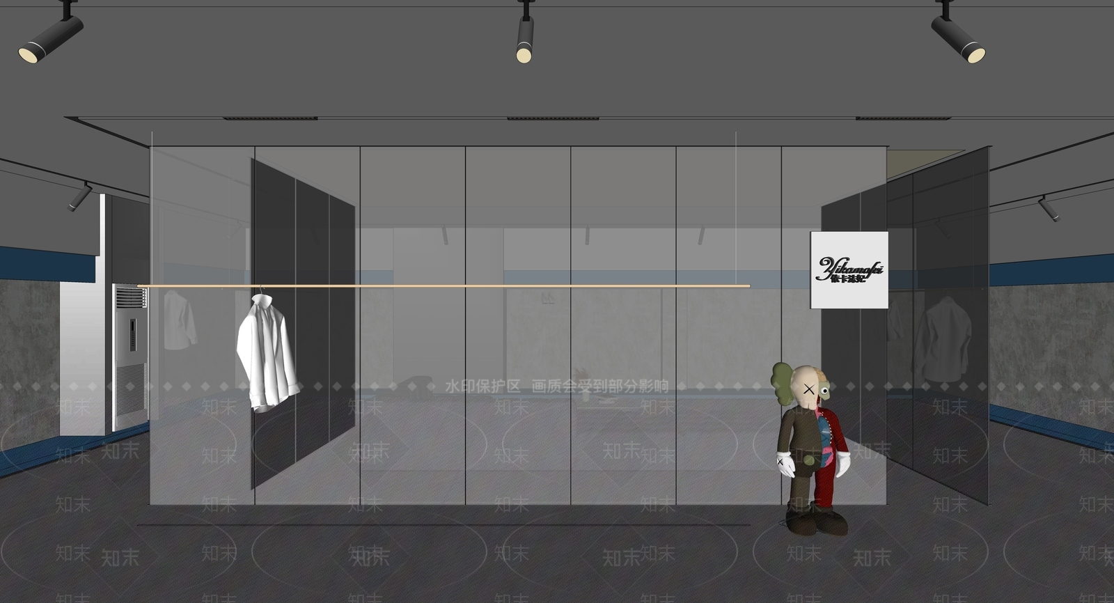 现代服装展厅SU模型下载【ID:193353091】