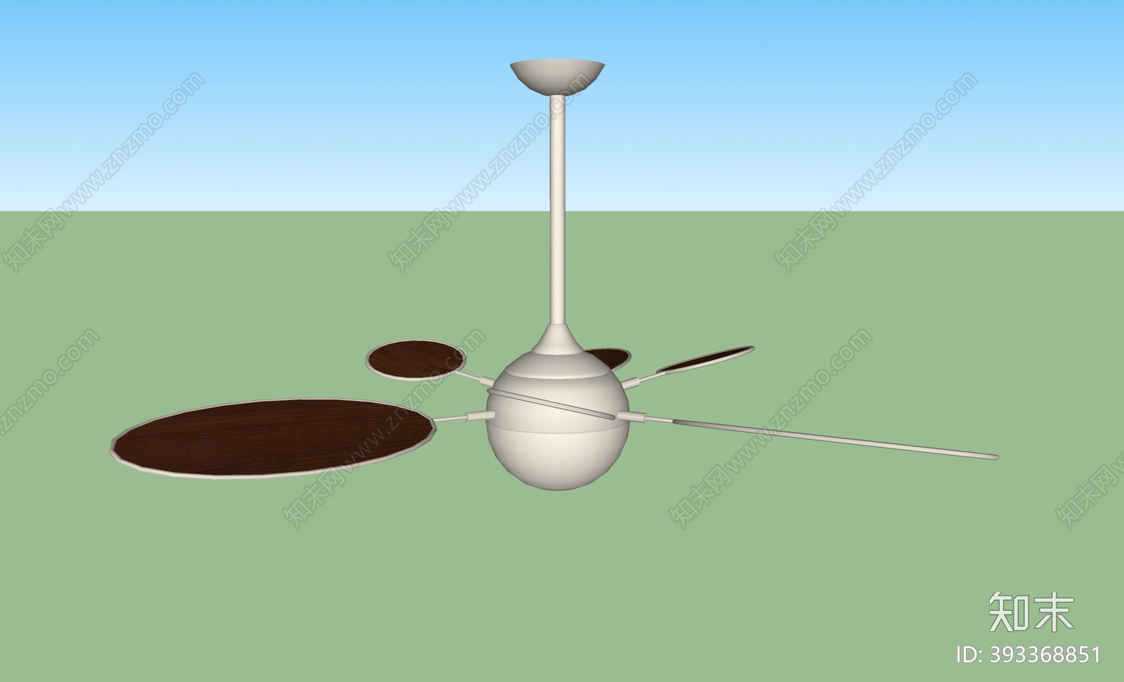 现代风扇吊灯SU模型下载【ID:393368851】