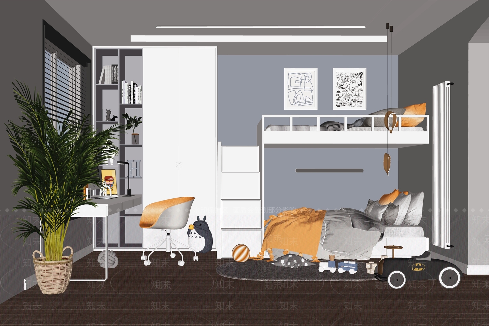 现代儿童房SU模型下载【ID:893373876】