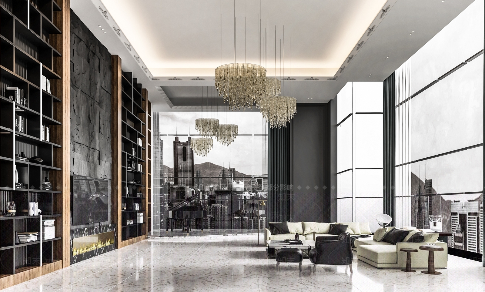 现代酒店休息区3D模型下载【ID:593378201】