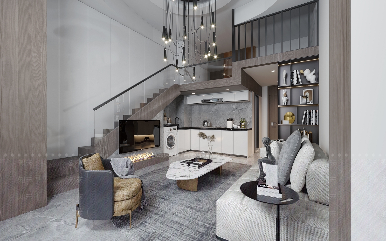 现代loft单身公寓3D模型下载【ID:993384715】