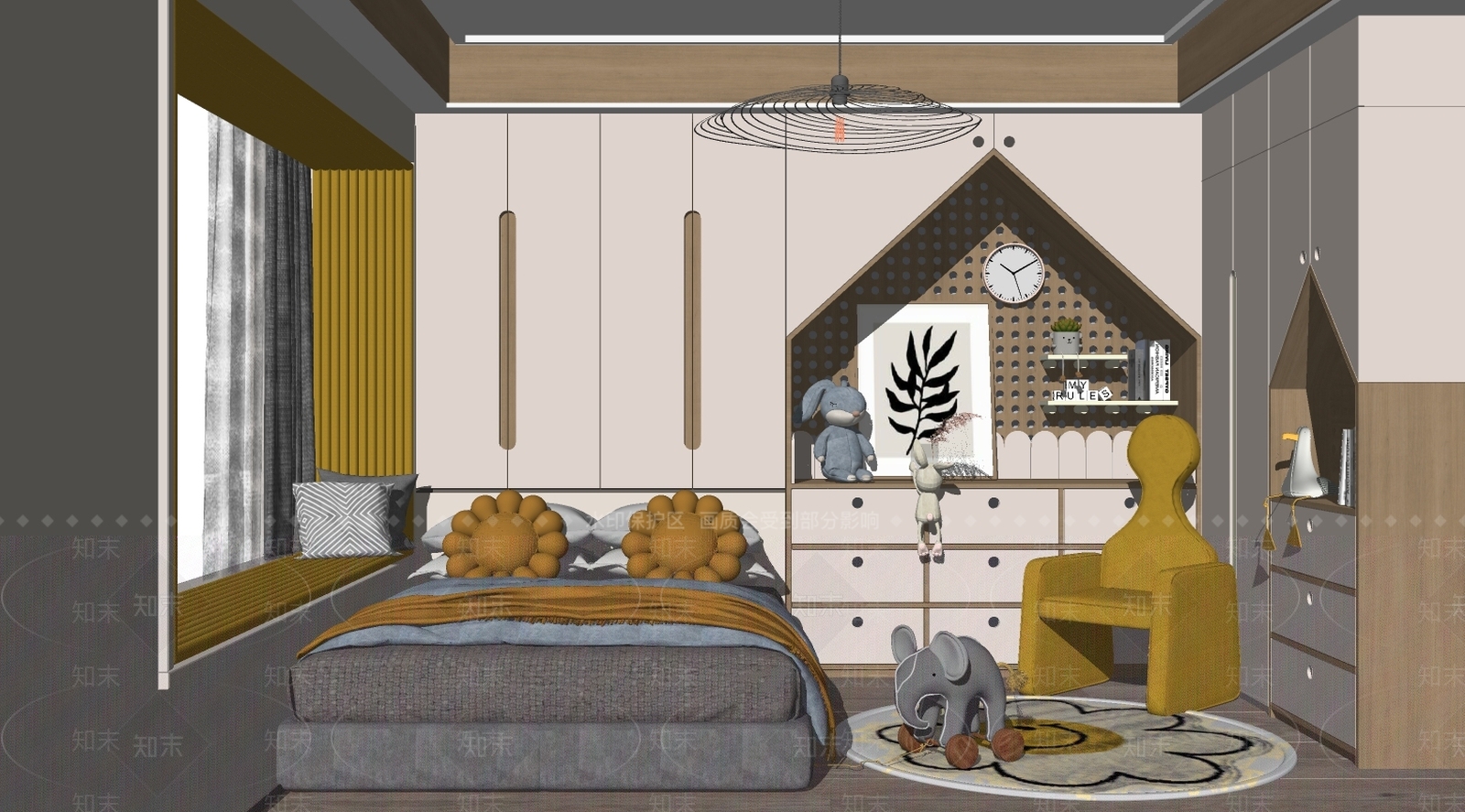 现代儿童房SU模型下载【ID:893391820】