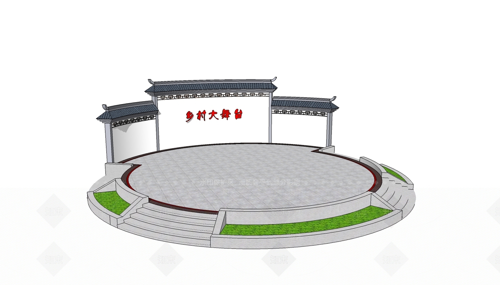 中式舞台SU模型下载【ID:393399397】