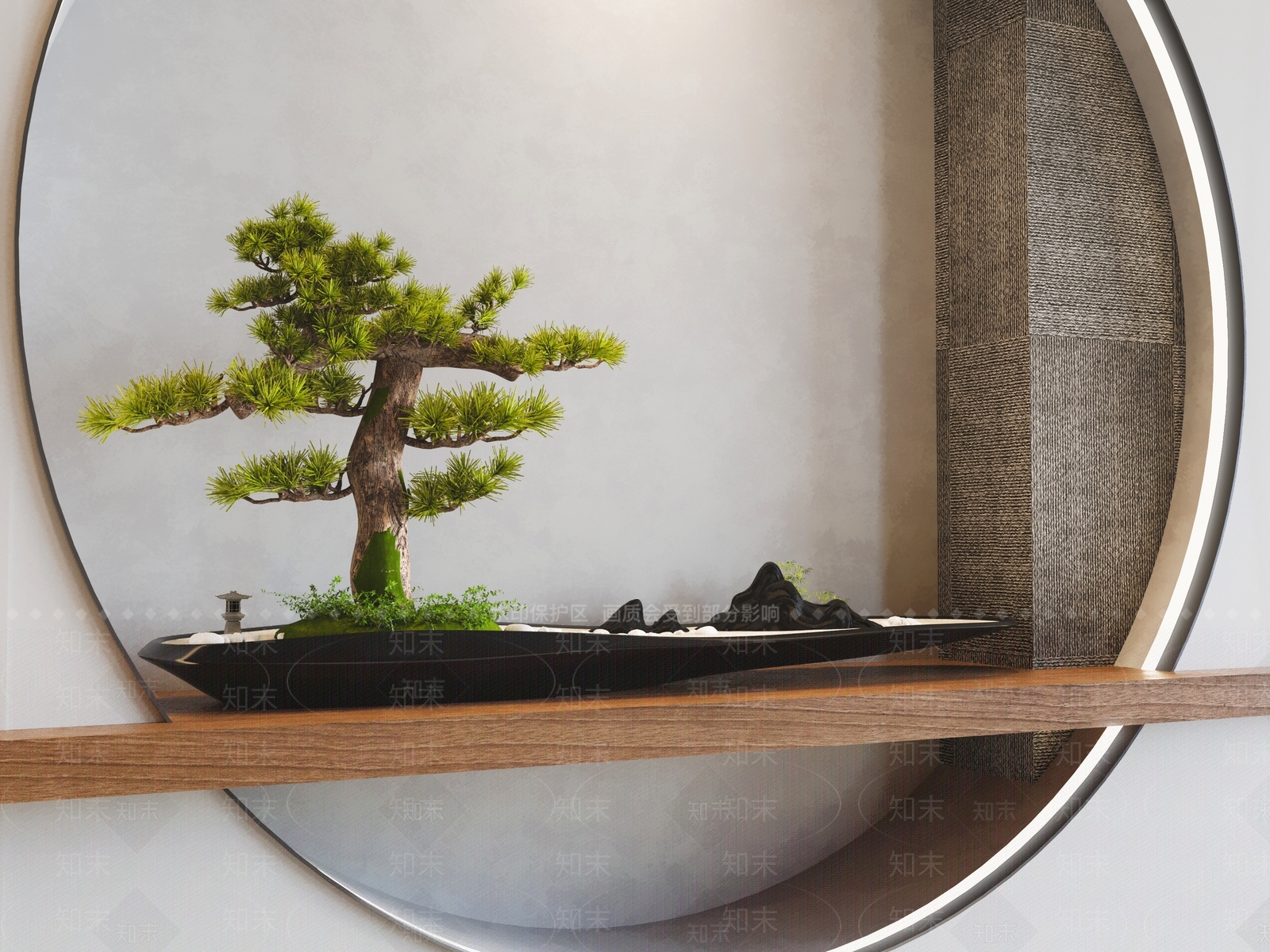 新中式迎客松盆景摆件3D模型下载【ID:993408146】