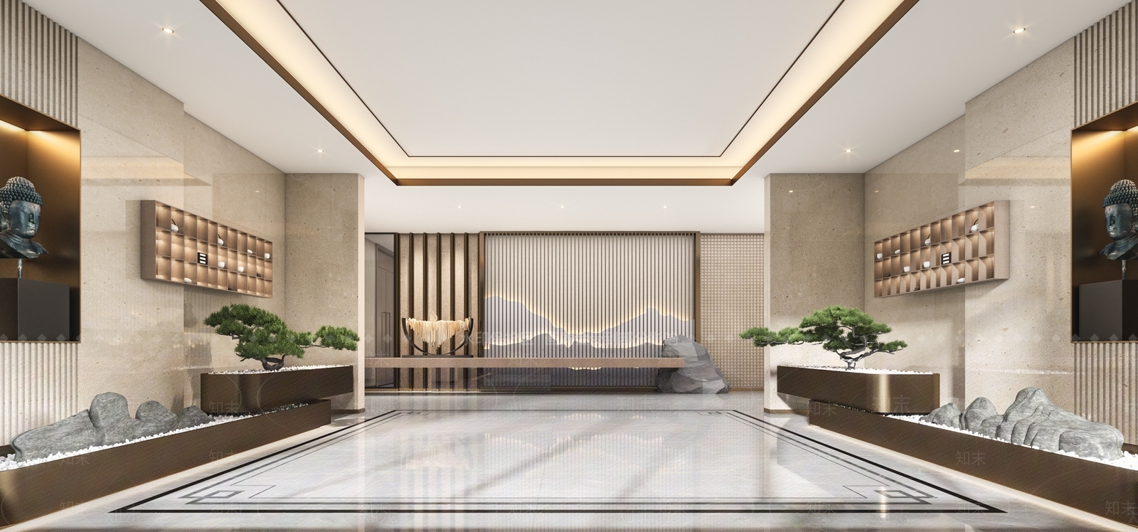 新中式入户门厅3D模型下载【ID:293419699】