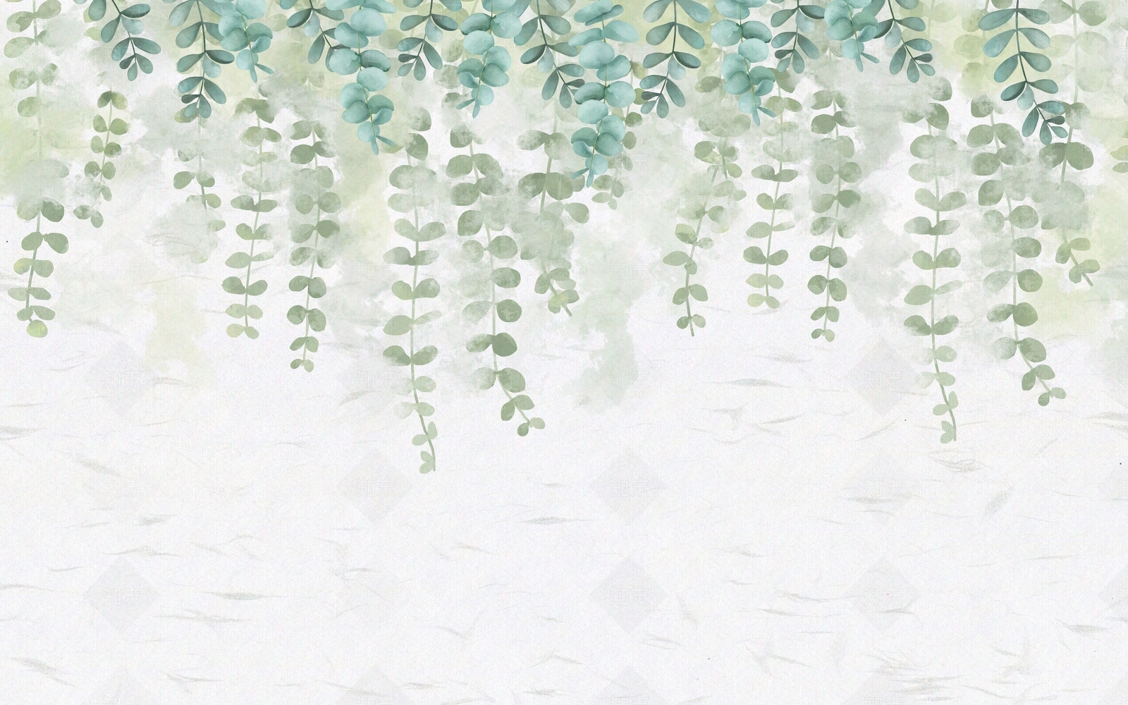 清新淡雅北欧风花草电视背景墙贴图下载【ID:893437510】