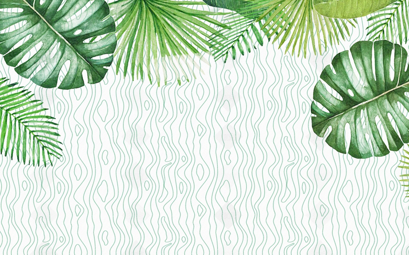 现代简约小清新绿叶电视背景墙贴图下载【ID:493438231】