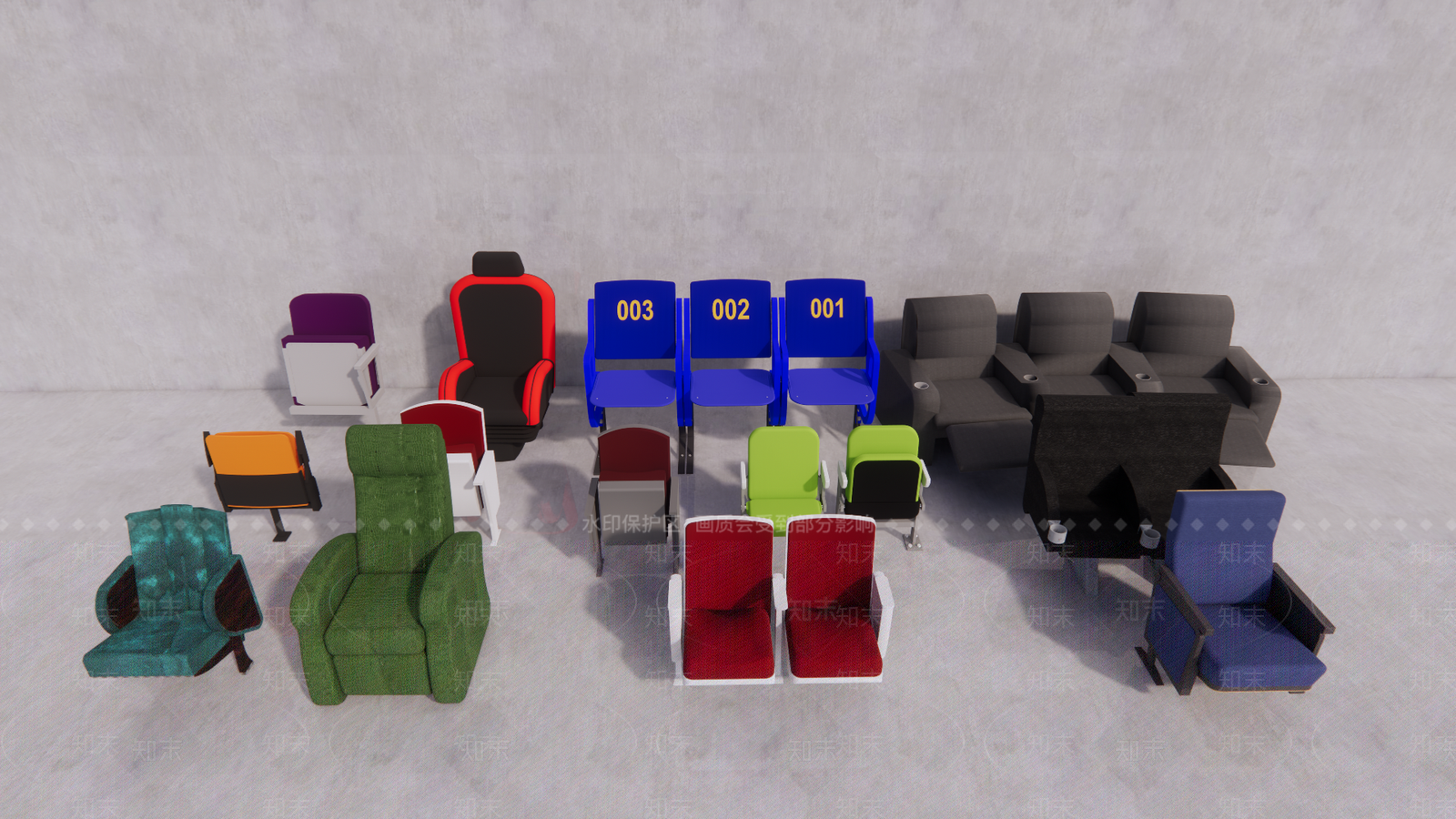 现代电影院座椅组合SU模型下载【ID:193462774】