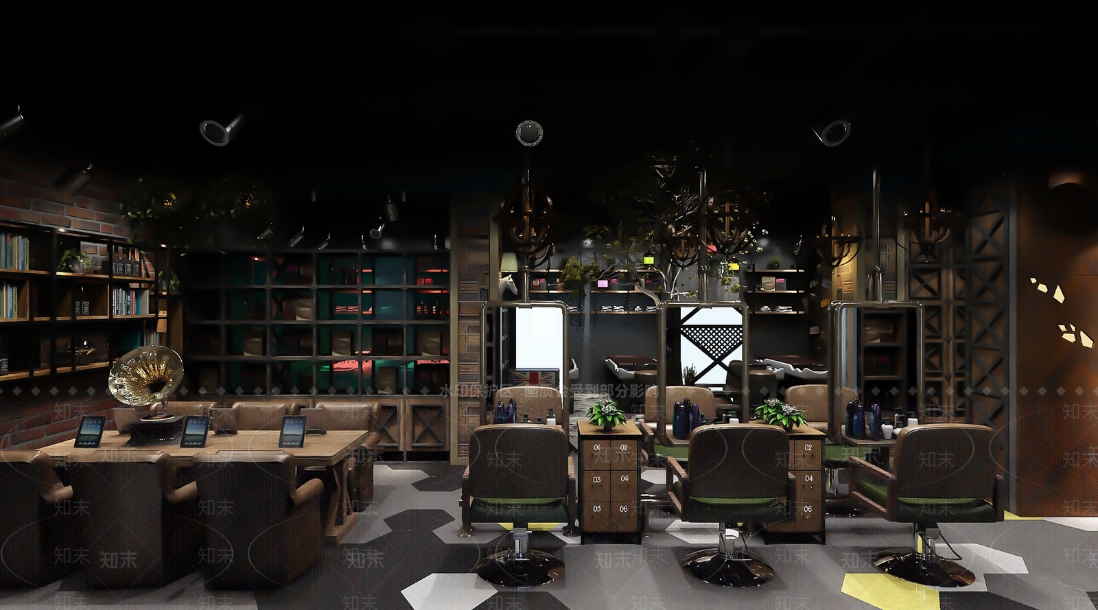 工业风美发店SU模型下载【ID:593464328】