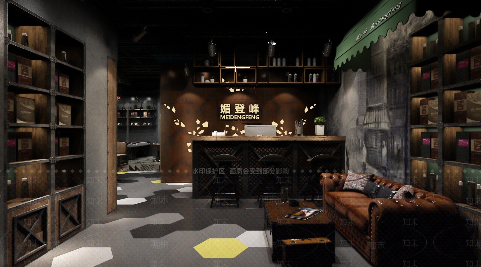 工业风美发店SU模型下载【ID:593464328】