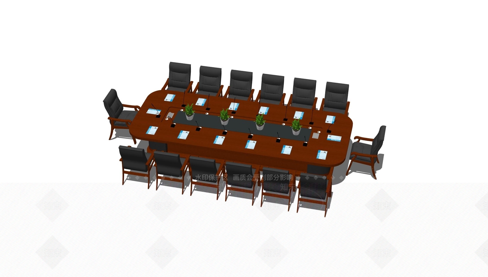 现代会议桌椅SU模型下载【ID:793502112】