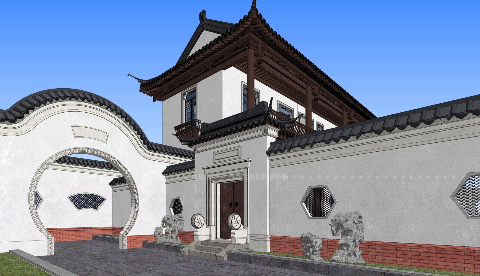 中式四合院SU模型下载【ID:393512255】
