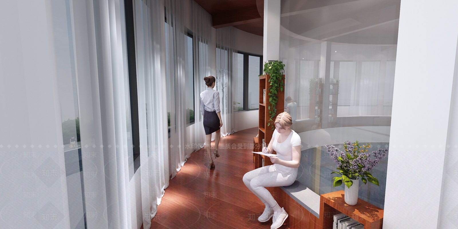 现代图书长廊3D模型下载【ID:893518255】