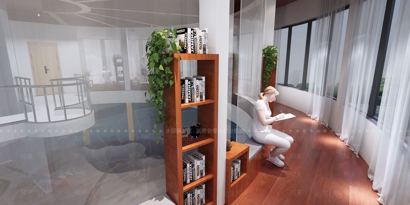 现代图书长廊3D模型下载【ID:893518255】
