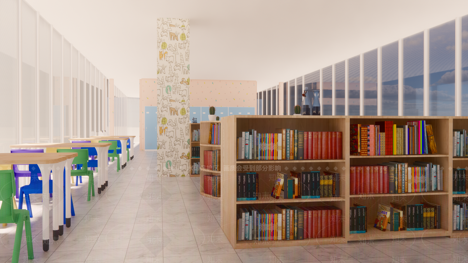 现代儿童图书馆SU模型下载【ID:193541265】