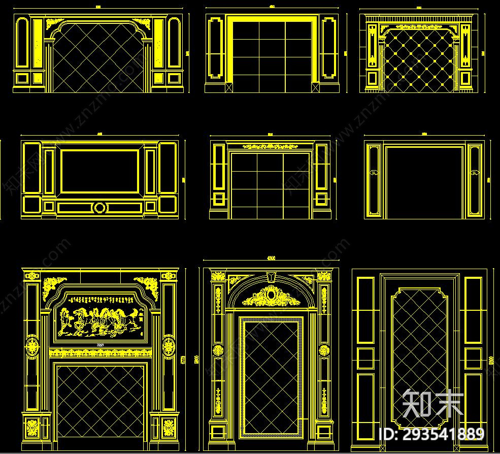 欧式护墙板施工图下载【ID:293541889】