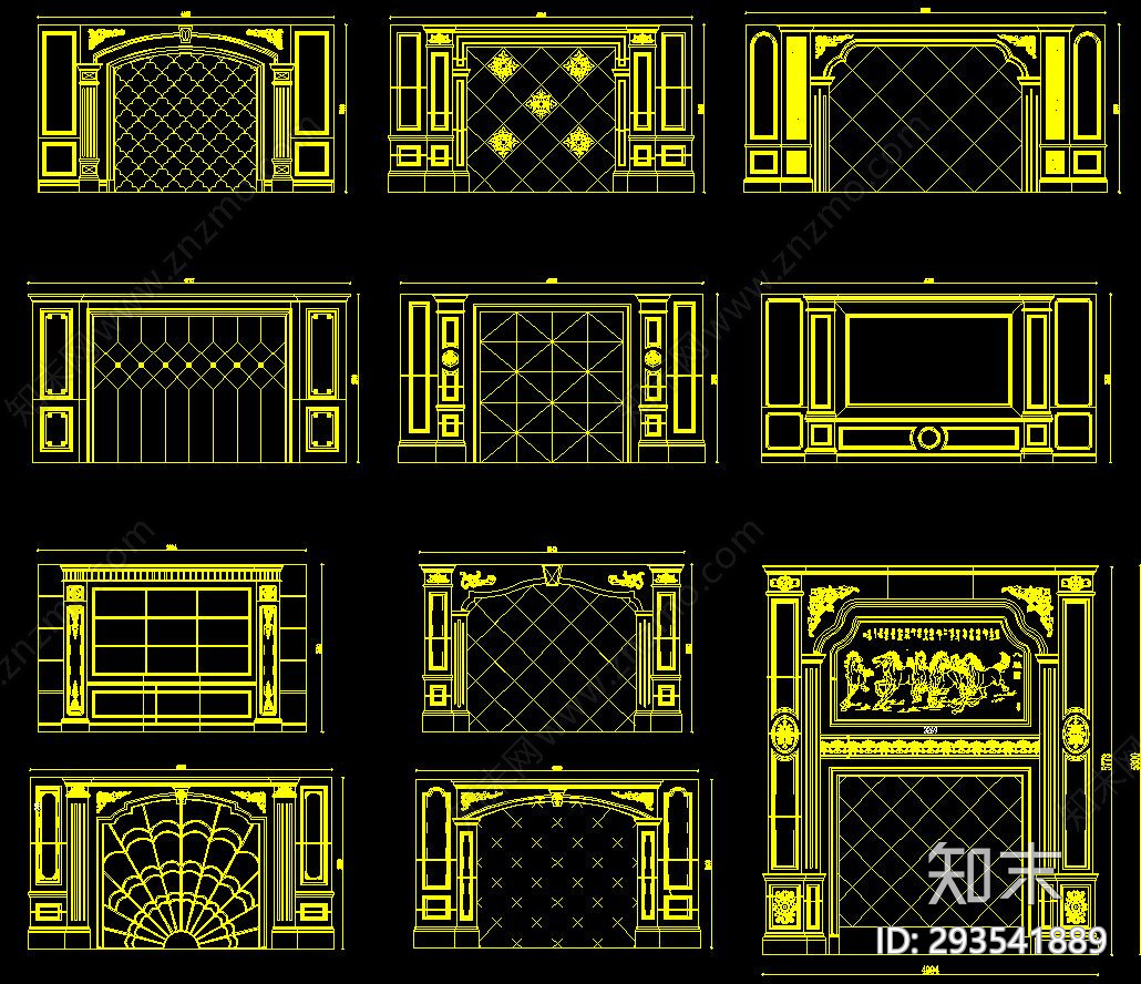 欧式护墙板施工图下载【ID:293541889】