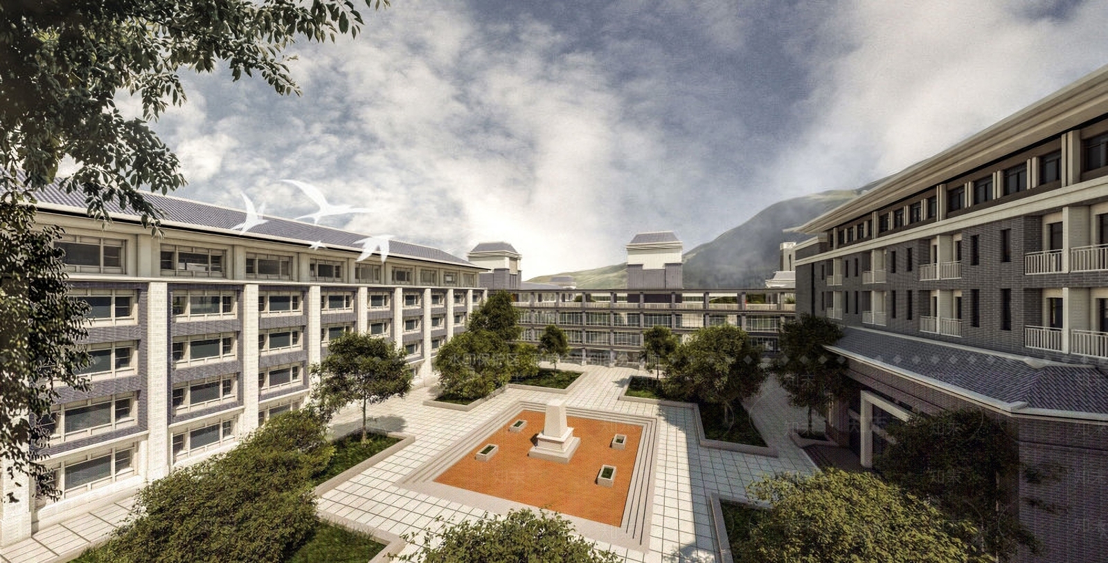 现代学校SU模型下载【ID:893545278】