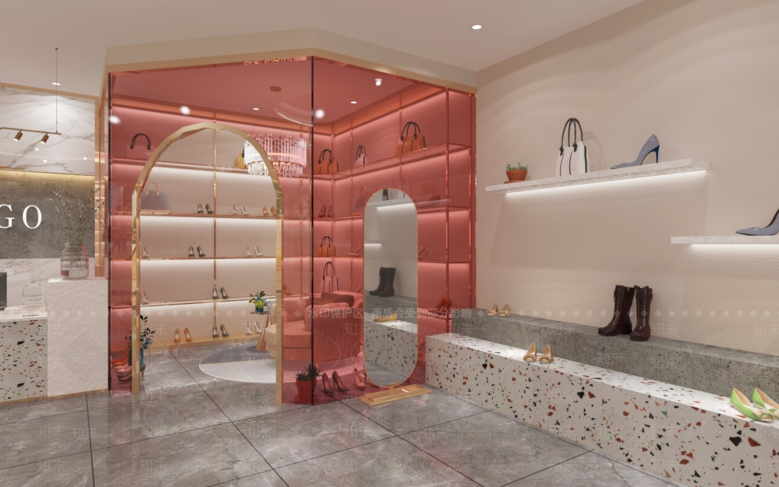 现代鞋包专卖店3D模型下载【ID:393552200】