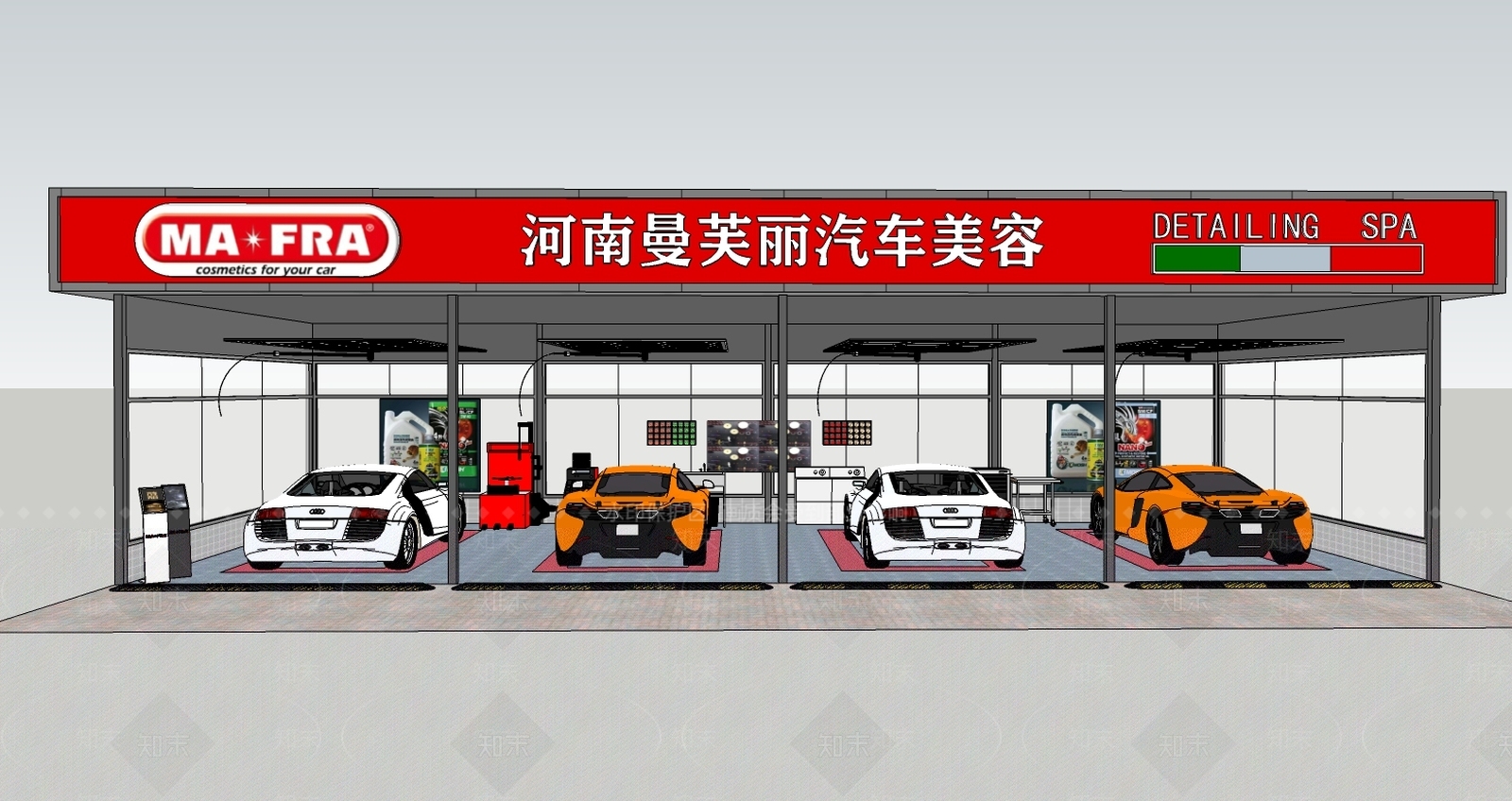 现代汽车维修店SU模型下载【ID:493555859】