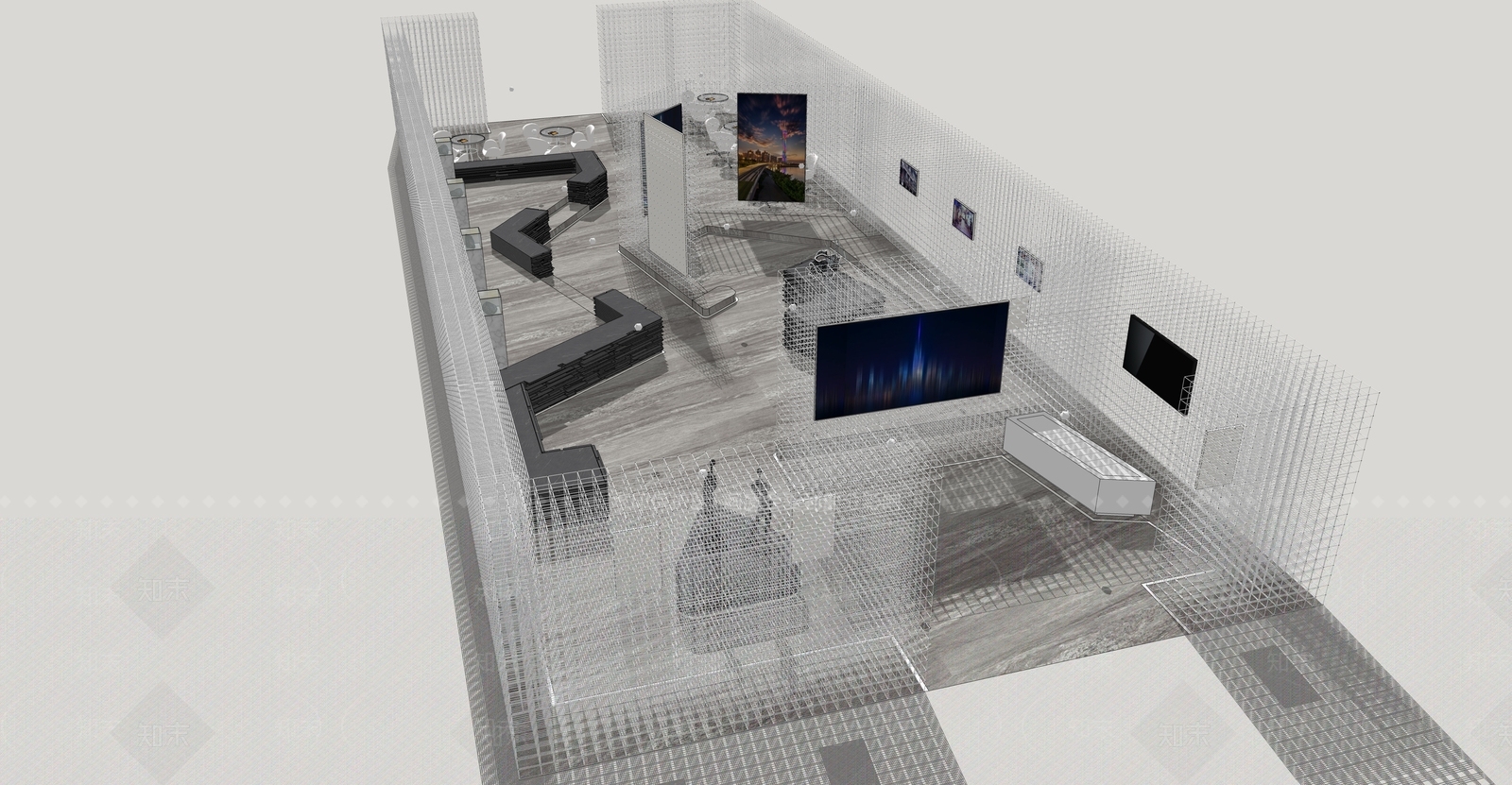 现代展厅SU模型下载【ID:293571999】