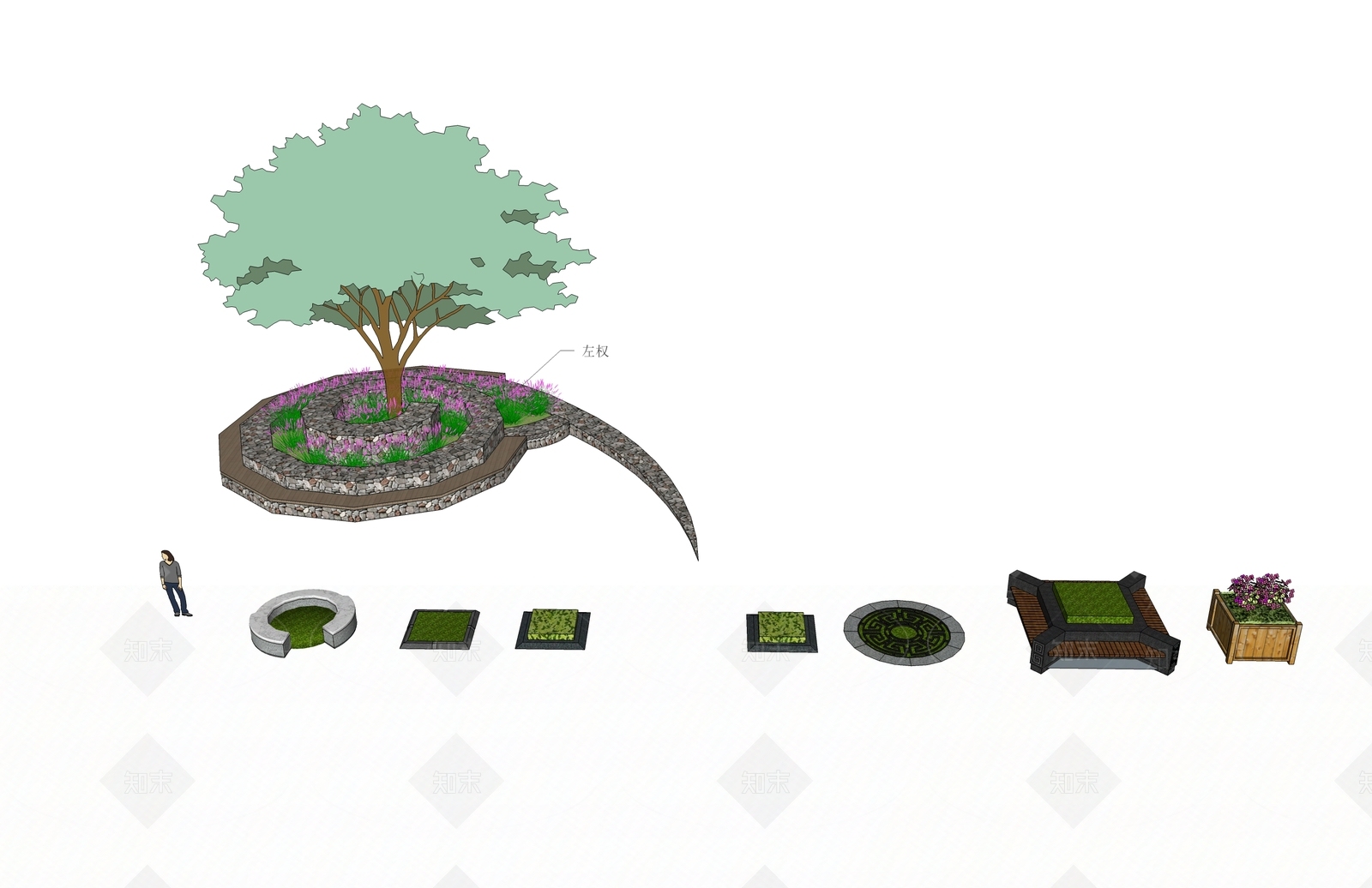 现代花草SU模型草图