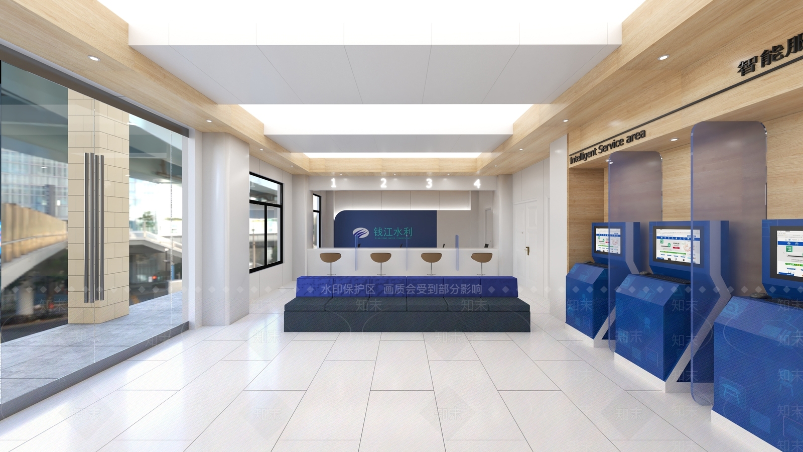 现代水利大厅SU模型下载【ID:593724277】