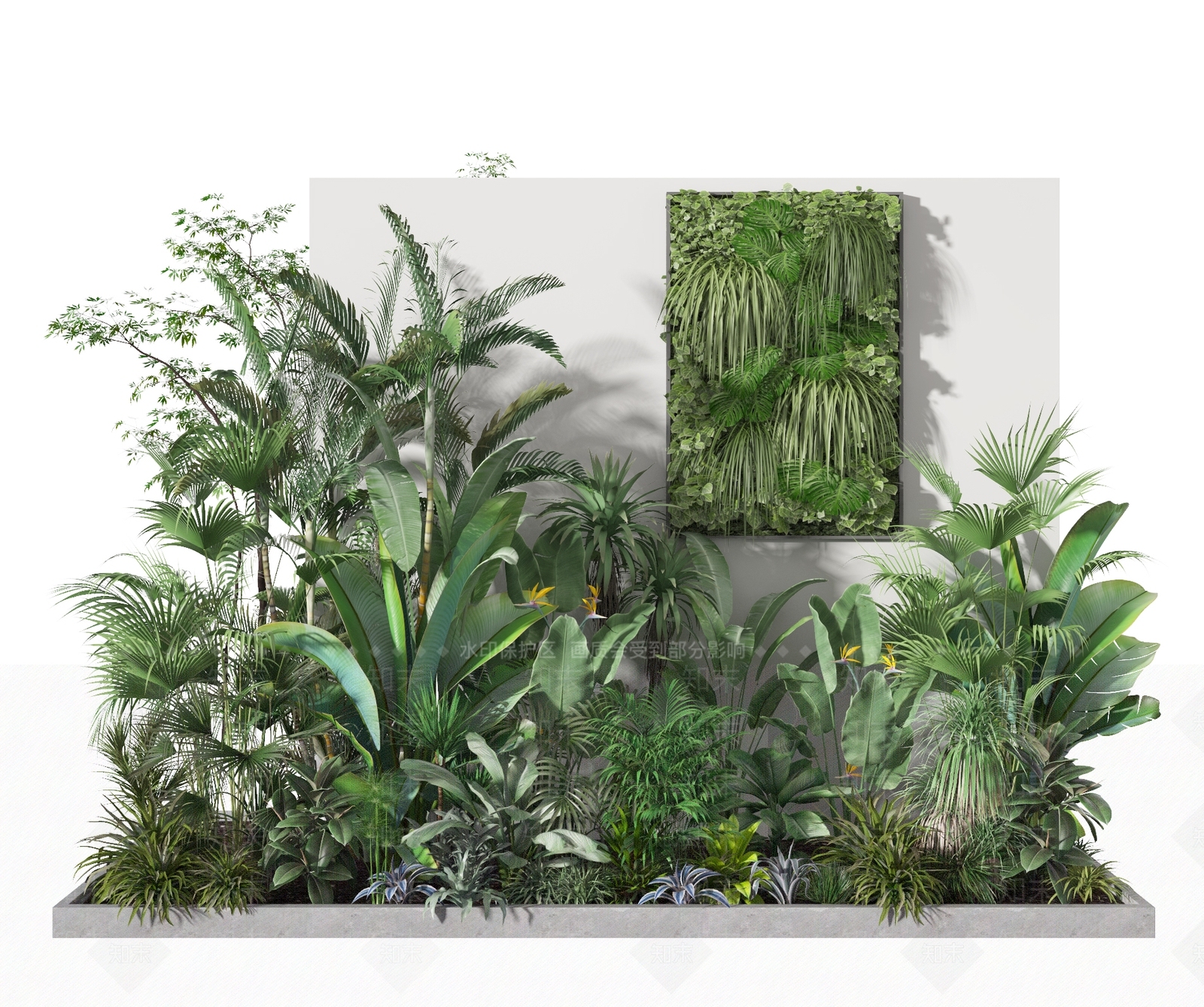 现代植物堆3D模型下载【ID:393604861】
