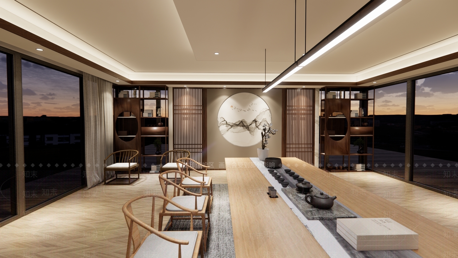 新中式茶室SU模型下载【ID:993591363】