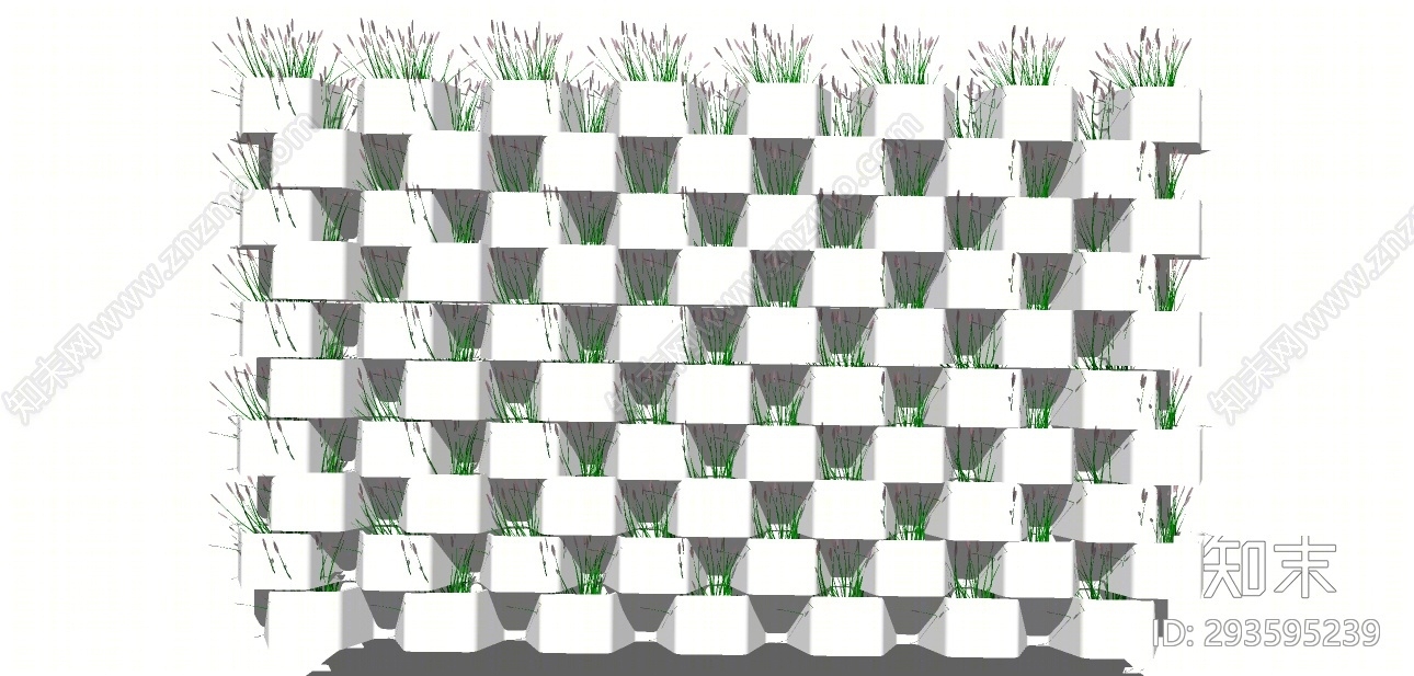 现代绿植墙SU模型下载【ID:293595239】