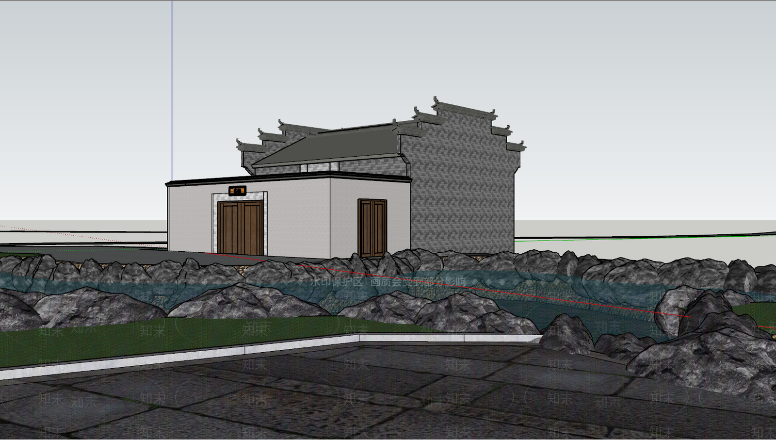 新中式乡村民房SU模型下载【ID:193615070】