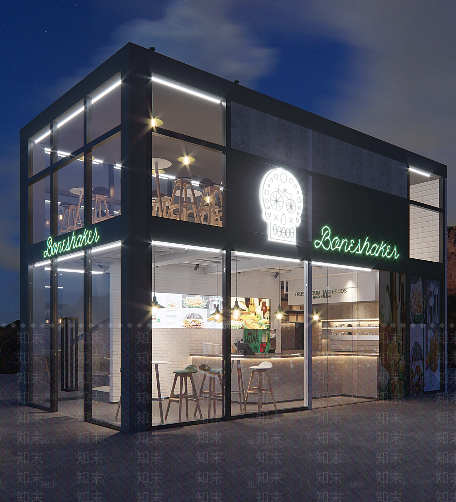 工业风奶茶咖啡店3D模型下载【ID:293629884】