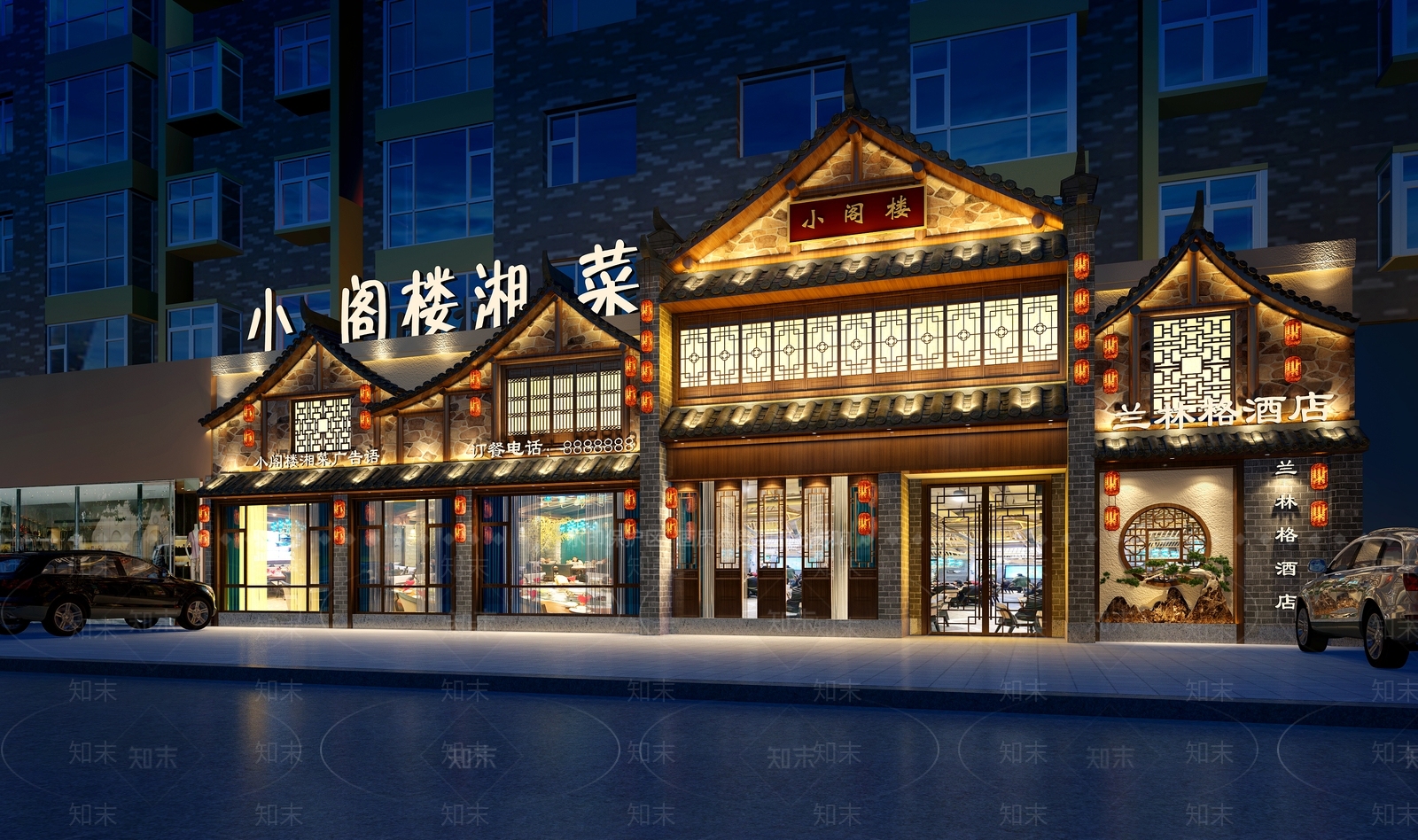 中式外立面门头3D模型下载【ID:393632438】