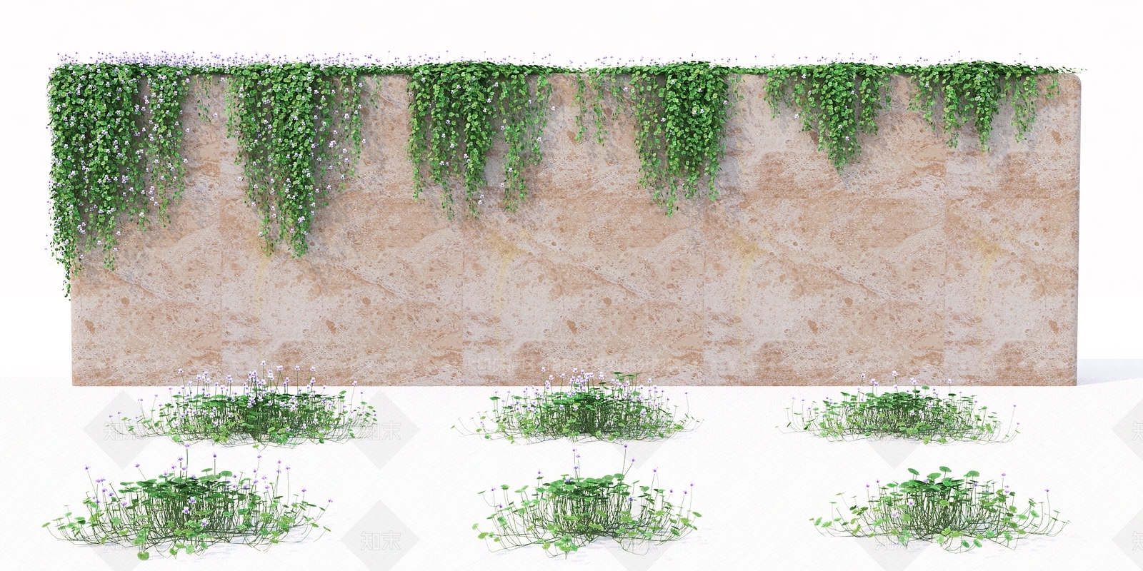 现代绿植墙3D模型下载【ID:493638250】