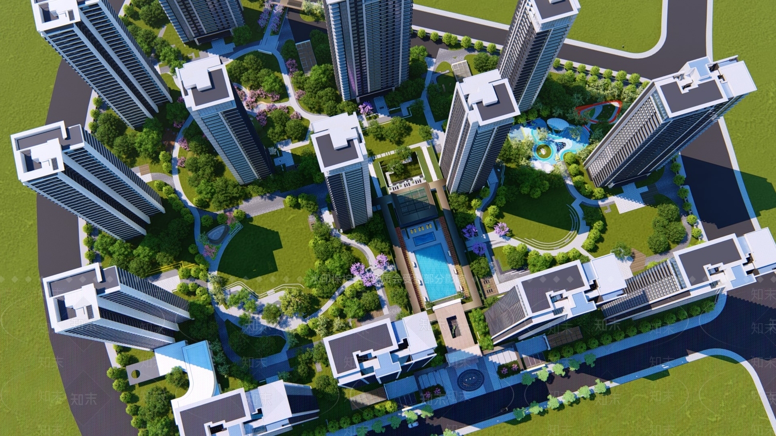 现代小区建筑SU模型下载【ID:893927793】