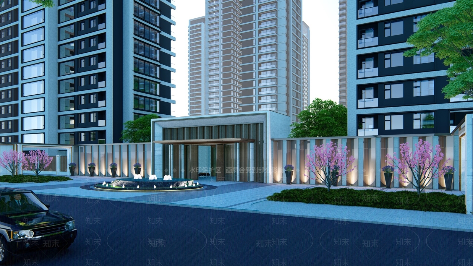 现代小区建筑SU模型下载【ID:893927793】